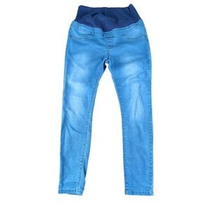 Boohoo Maternity Skinny Jeans Over‎ The Belly Blue Denim US 6 Medium Wash